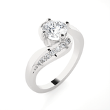 Round Lab Grown Diamond Side Stone Engagement Ring