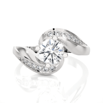 Round Lab Grown Diamond Side Stone Engagement Ring