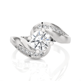 Round Lab Grown Diamond Side Stone Engagement Ring