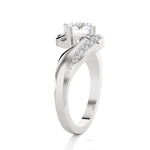 Round Lab Grown Diamond Side Stone Engagement Ring