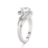 Round Lab Grown Diamond Side Stone Engagement Ring