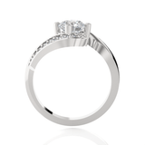 Round Lab Grown Diamond Side Stone Engagement Ring