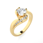 Round Lab Grown Diamond Side Stone Engagement Ring