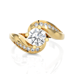 Round Lab Grown Diamond Side Stone Engagement Ring