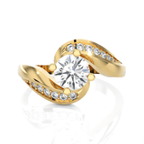 Round Lab Grown Diamond Side Stone Engagement Ring