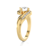 Round Lab Grown Diamond Side Stone Engagement Ring