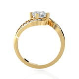 Round Lab Grown Diamond Side Stone Engagement Ring