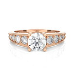 Round Lab Grown Diamond Side Stone Engagement Ring