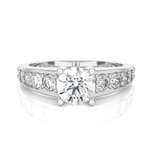 Round Lab Grown Diamond Side Stone Engagement Ring