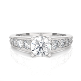 Round Lab Grown Diamond Side Stone Engagement Ring