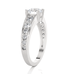 Round Lab Grown Diamond Side Stone Engagement Ring