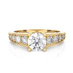 Round Lab Grown Diamond Side Stone Engagement Ring