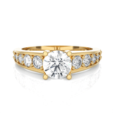 Round Lab Grown Diamond Side Stone Engagement Ring