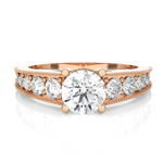 Round Lab Grown Diamond Side Stone Engagement Ring
