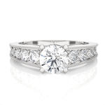 Round Lab Grown Diamond Side Stone Engagement Ring