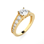 Round Lab Grown Diamond Side Stone Engagement Ring