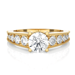 Round Lab Grown Diamond Side Stone Engagement Ring