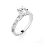 Round Lab Grown Diamond Side Stone Engagement Ring