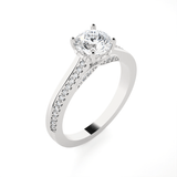 Round Lab Grown Diamond Side Stone Engagement Ring