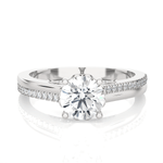 Round Lab Grown Diamond Side Stone Engagement Ring