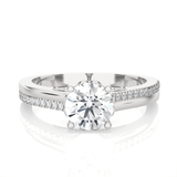 Round Lab Grown Diamond Side Stone Engagement Ring