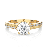 Round Lab Grown Diamond Side Stone Engagement Ring