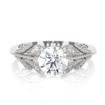 Round Lab Grown Diamond Side Stone Engagement Ring
