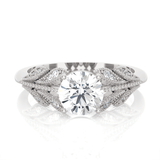 Round Lab Grown Diamond Side Stone Engagement Ring