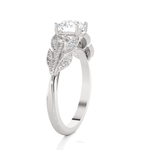 Round Lab Grown Diamond Side Stone Engagement Ring