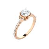 Round Lab Grown Diamond Side Stone Engagement Ring