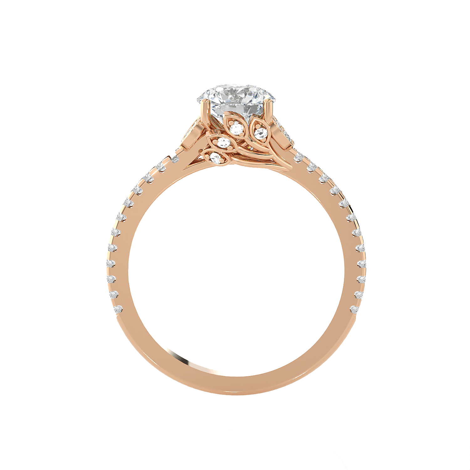 Round Lab Grown Diamond Side Stone Engagement Ring