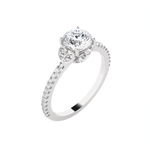 Round Lab Grown Diamond Side Stone Engagement Ring