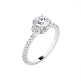 Round Lab Grown Diamond Side Stone Engagement Ring