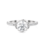 Round Lab Grown Diamond Side Stone Engagement Ring