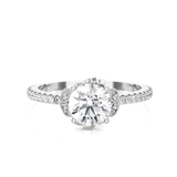 Round Lab Grown Diamond Side Stone Engagement Ring