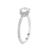 Round Lab Grown Diamond Side Stone Engagement Ring