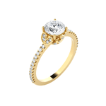 Round Lab Grown Diamond Side Stone Engagement Ring