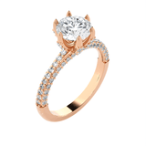 Round Lab Grown Diamond Side Stone Engagement Ring