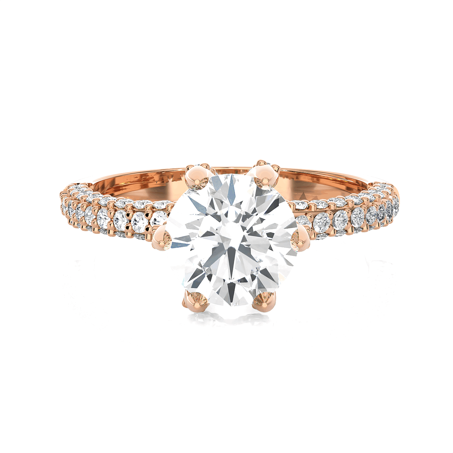 Round Lab Grown Diamond Side Stone Engagement Ring