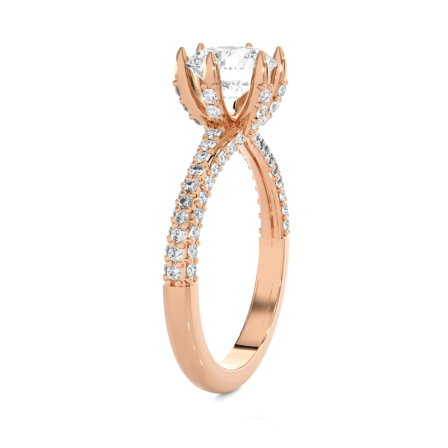 Round Lab Grown Diamond Side Stone Engagement Ring