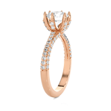 Round Lab Grown Diamond Side Stone Engagement Ring