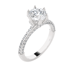 Round Lab Grown Diamond Side Stone Engagement Ring