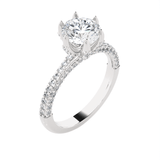 Round Lab Grown Diamond Side Stone Engagement Ring