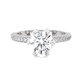 Round Lab Grown Diamond Side Stone Engagement Ring