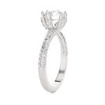 Round Lab Grown Diamond Side Stone Engagement Ring