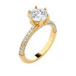 Round Lab Grown Diamond Side Stone Engagement Ring