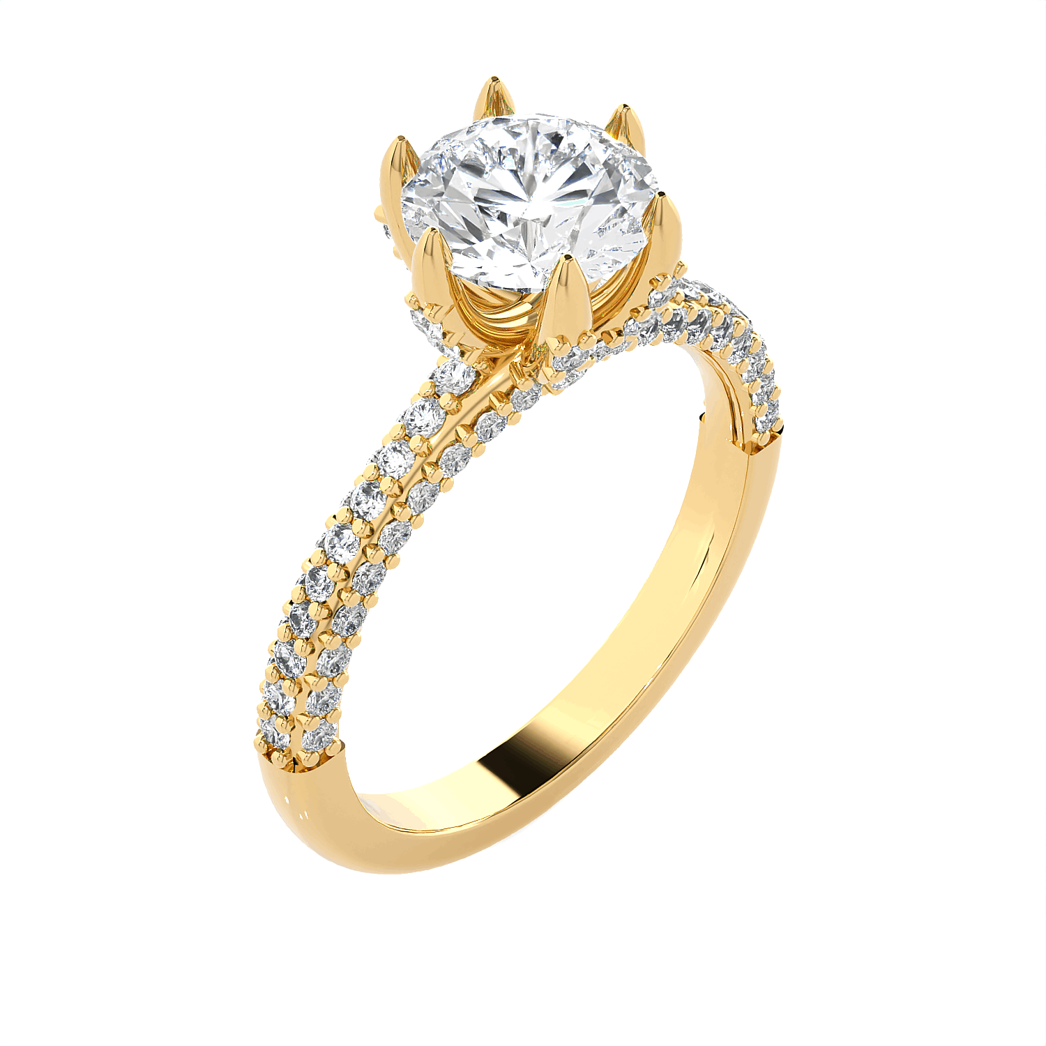 Round Lab Grown Diamond Side Stone Engagement Ring