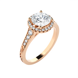 1 1/2 ctw Round Lab Grown Diamond Halo Engagement Ring