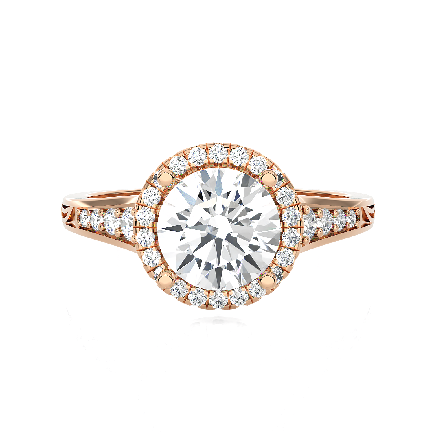 1 1/2 ctw Round Lab Grown Diamond Halo Engagement Ring
