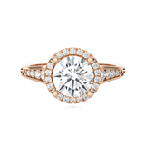 1 1/2 ctw Round Lab Grown Diamond Halo Engagement Ring